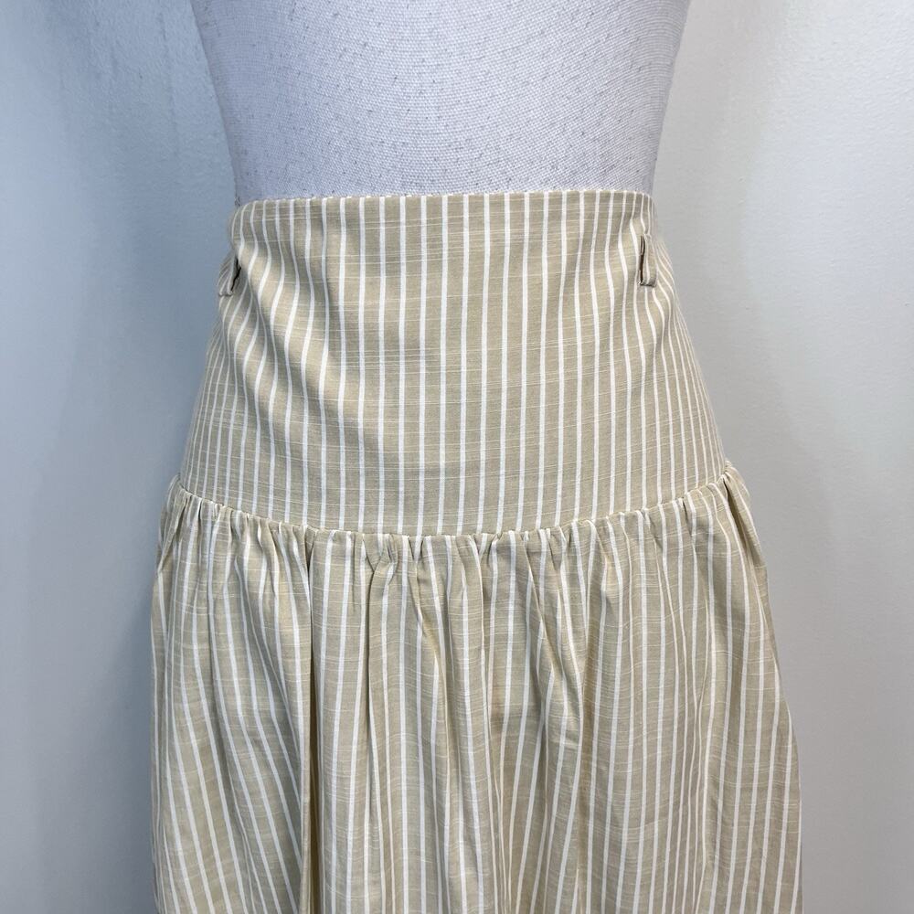 Moon River Luminary Skirt sz Medium White Khaki Striped Long Pockets Boho Modest - Picture 3 of 10